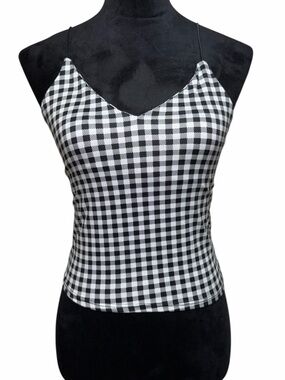 gaze Black and White Gingham Cami Top